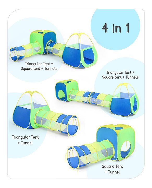 Babyhug My Fun Arcade 4-in-1 Ball Pool Play Tent House - Blue & Green