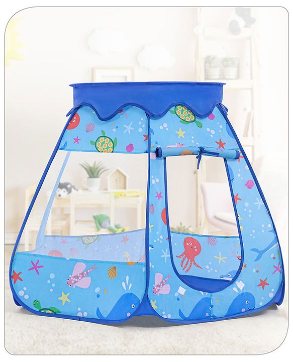 Babyhug Foldable Pop-Up Play Tent House Aquatic Theme Blue