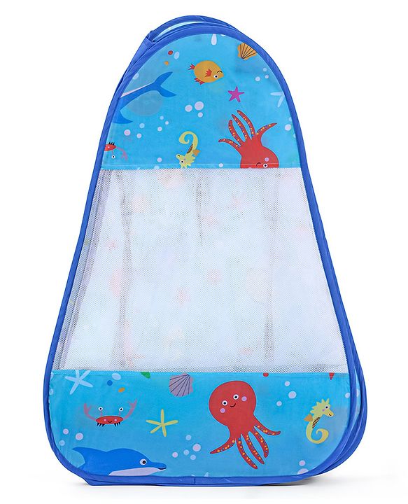 Babyhug Foldable Pop-Up Play Tent House Aquatic Theme - Blue | Ocean-Inspired Portable Play Tent | Encourages Creative Play & Exploration | Lightweight & Safe | BIS Certified