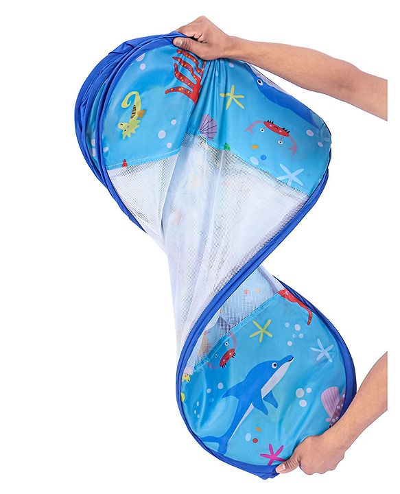 Babyhug Foldable Pop-Up Play Tent House Aquatic Theme - Blue | Ocean-Inspired Portable Play Tent | Encourages Creative Play & Exploration | Lightweight & Safe | BIS Certified