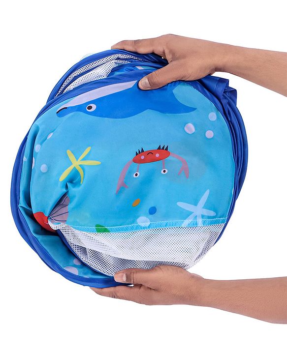 Babyhug Foldable Pop-Up Play Tent House Aquatic Theme - Blue | Ocean-Inspired Portable Play Tent | Encourages Creative Play & Exploration | Lightweight & Safe | BIS Certified
