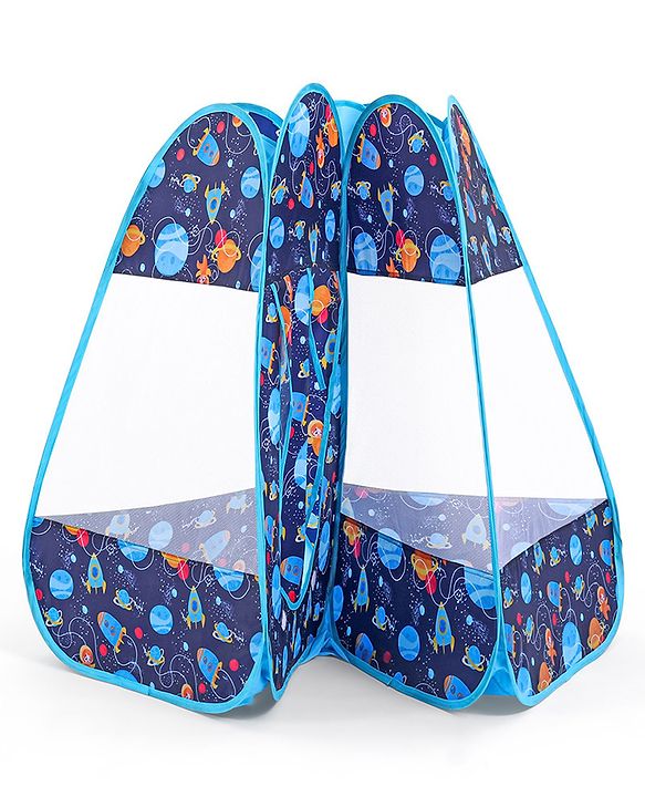 Babyhug Foldable Pop-up Play Tent House Space Theme - Blue |  Space-Themed Portable Play Tent | Ignites Imaginative Adventures & Fun | Easy-to-Store & Child-Safe | BIS Certified