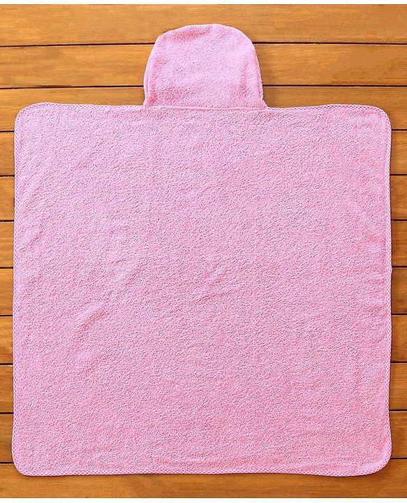 Babyhug Cotton Knit Hooded Towel Princess Embroidery - Pink