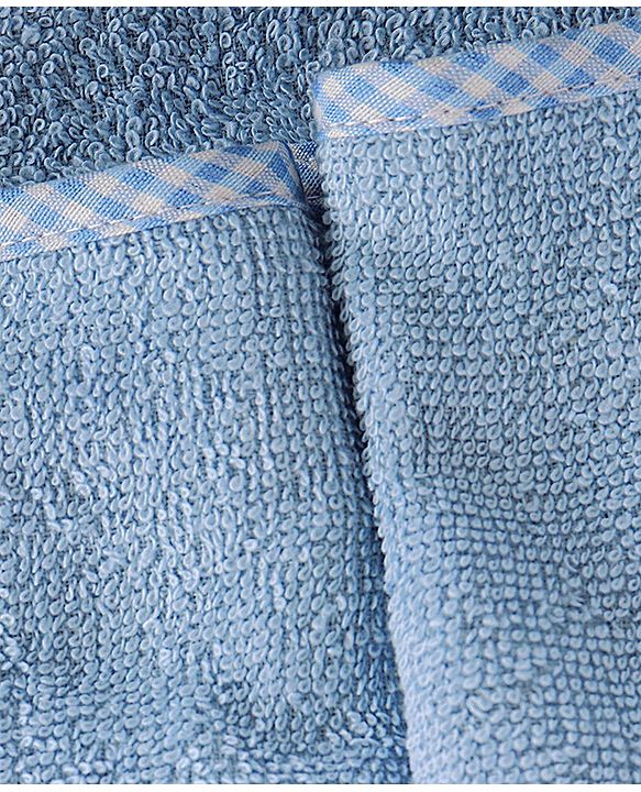 Babyhug Shark Headed Cotton Knit Hooded Towel - Blue