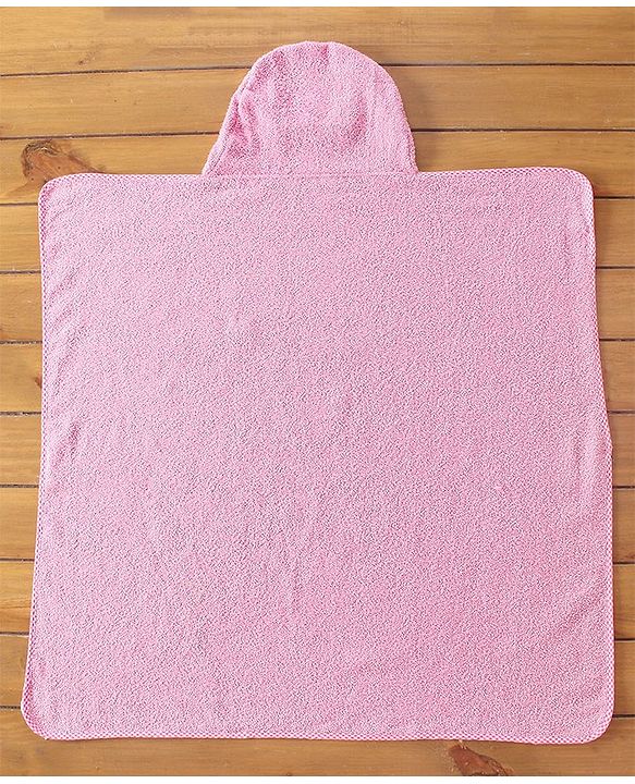 Babyhug Terry Butterfly Embroidery Hooded Towel - Pink