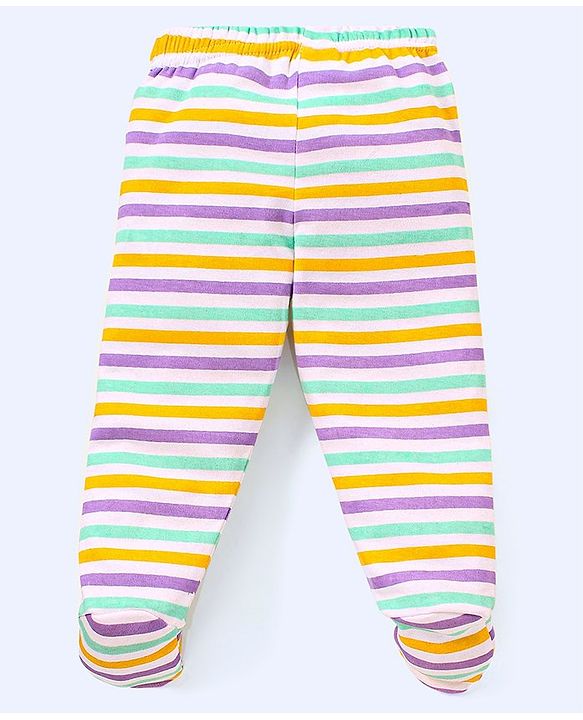 Babyhug Cotton Knit Footed Length Bootie Leggings Striped & Boat Print Pack of 3 - Multicolour