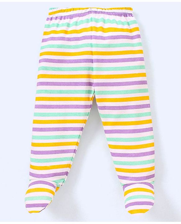 Babyhug Cotton Knit Footed Length Bootie Leggings Striped & Boat Print Pack of 3 - Multicolour