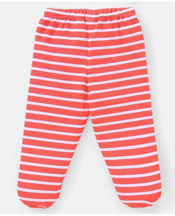 Babyhug Cotton Full Length Bootie Pants Stripes & Fruit Print Pack Of 3- Green & Blue