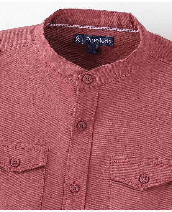 Pine Kids Soft Hand Feel Cotton Twill Full Sleeves Solid Shirt - Pink