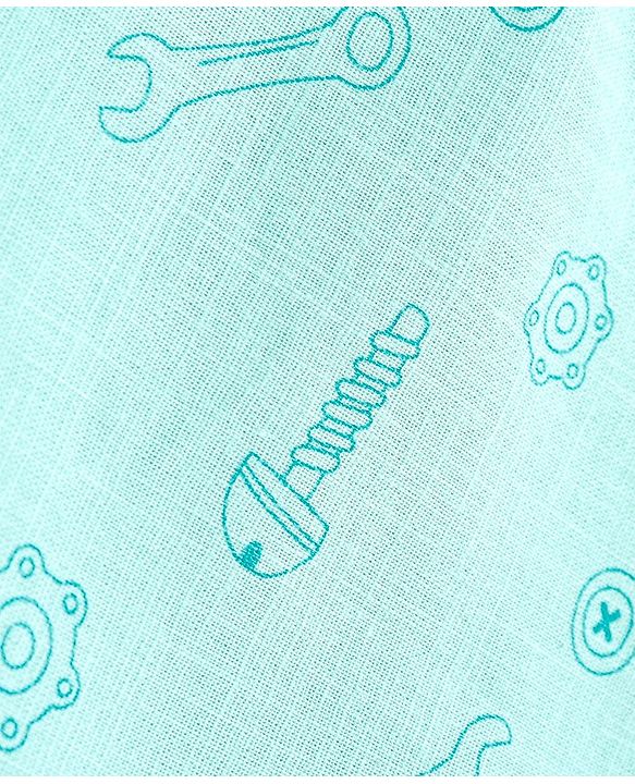 Babyhug 100% Cotton Half Sleeves Tools Print Shirt - Aqua