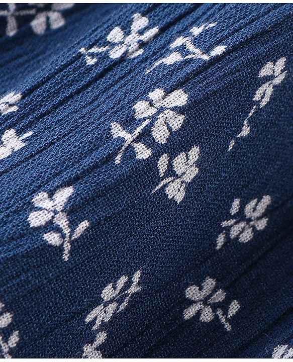 Babyhug 100% Viscose Sleeveless Floral Print Frock with Cotton Lining - Navy Blue