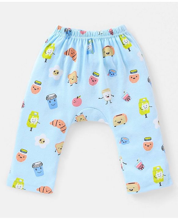 Babyhug Cotton Full Length Diaper Pants Stars & Milk Print Pack Of 3- Orange & Green