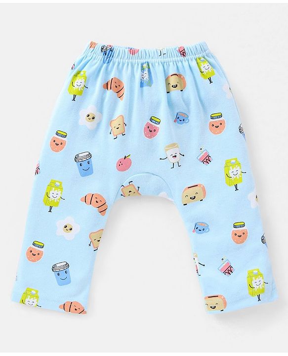 Babyhug Cotton Full Length Diaper Pants Stars & Milk Print Pack Of 3- Orange & Green