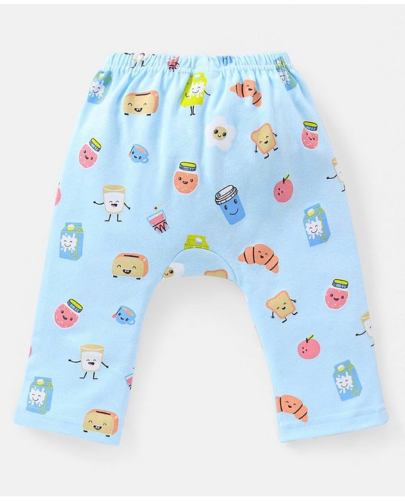 Babyhug Cotton Full Length Diaper Pants Stars & Milk Print Pack Of 3- Orange & Green