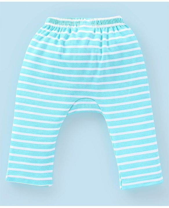 Babyhug Cotton Full Length Dino Print Diaper Leggings Pack Of 3 - Blue White & Orange