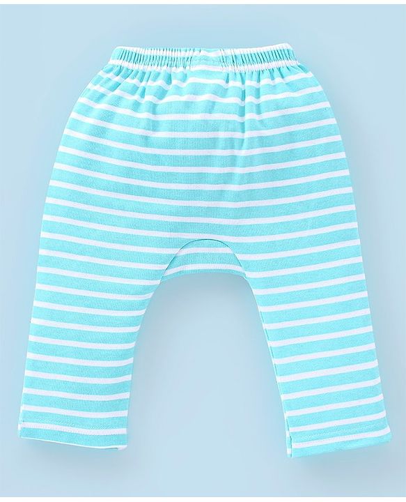 Babyhug Cotton Full Length Dino Print Diaper Leggings Pack Of 3 - Blue White & Orange