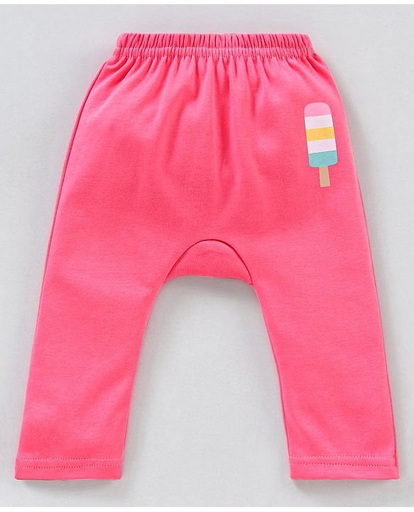 Babyhug Cotton Knit Full Length Striped Diaper Leggings Ice Cream Theme Print Pack of 3 - Pink & Peach