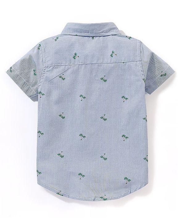 Babyhug Cotton Half Sleeves Palm Tree Printed Shirt - Blue