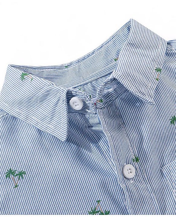 Babyhug Cotton Half Sleeves Palm Tree Printed Shirt - Blue