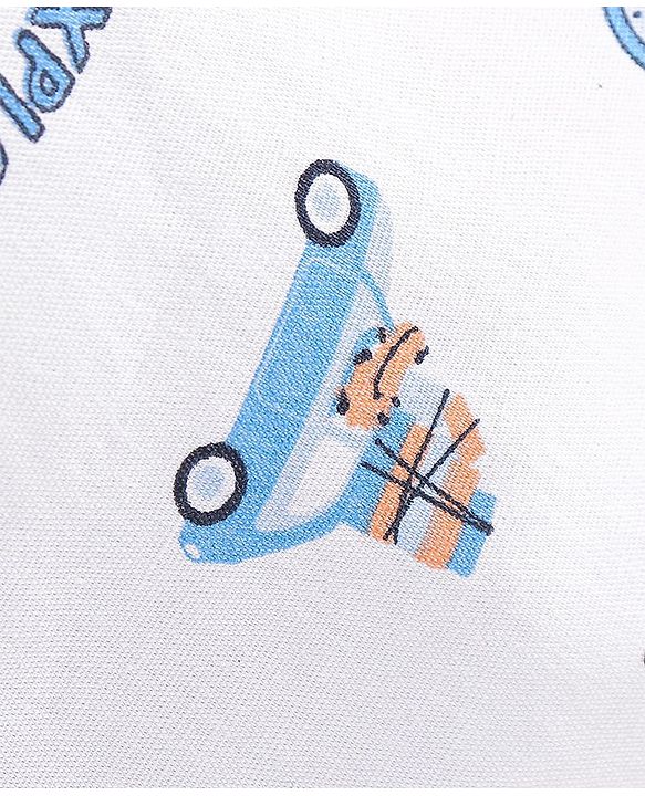 Babyhug 100% Cotton Woven Half Sleeves Shirt with Inner T-Shirt with Always Travel Print - White