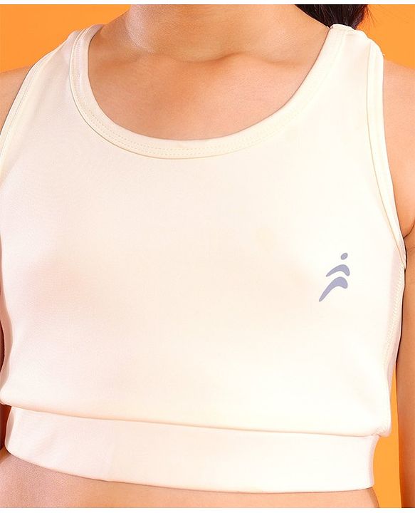 Pine Active Sleeveless Solid Color Sports Bra - White