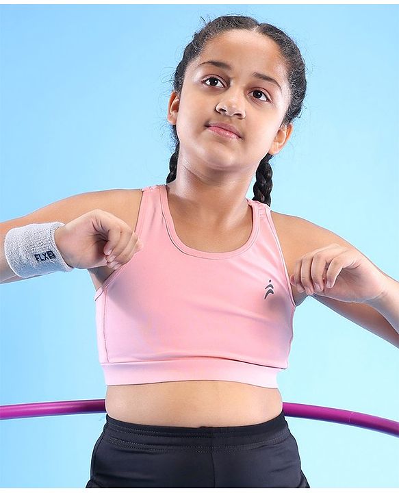 Pine Active Sleeveless Stretchable Sports Bra Solid Colour - Pink