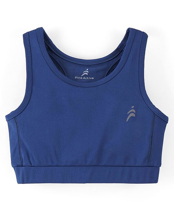 Pine Active Sleeveless Stretchable Sports Bra Solid Colour - Blue