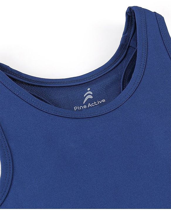 Pine Active Sleeveless Stretchable Sports Bra Solid Colour - Blue