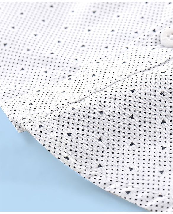 Babyhug 100% Cotton Half Sleeves Shirt Triangles Print - White