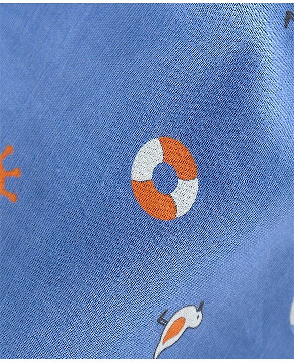 Babyhug 100% Cotton Half Sleeves Bird Print Shirt - Blue