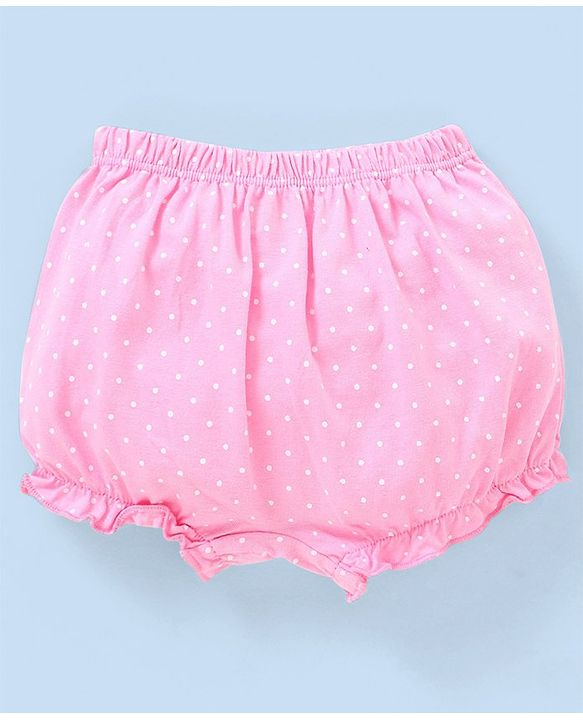Babyhug Cotton Knit Bloomers Heart & Butterfly Print Pack of 3 - Pink White & Blue