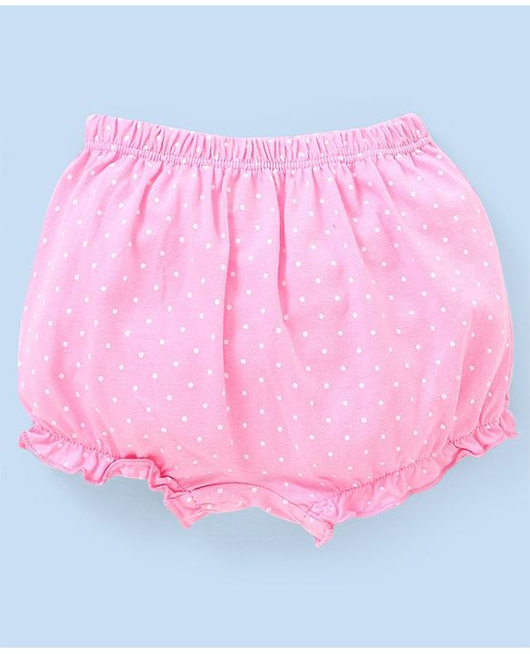 Babyhug Cotton Knit Bloomers Heart & Butterfly Print Pack of 3 - Pink White & Blue