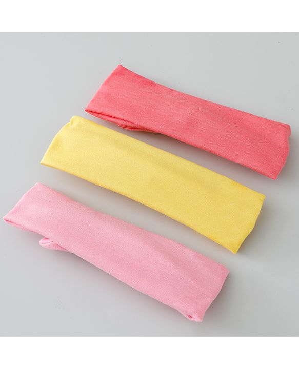 Babyhug Free Size Headbands with Bow Applique Pack of 3 - Pink & Yellow
