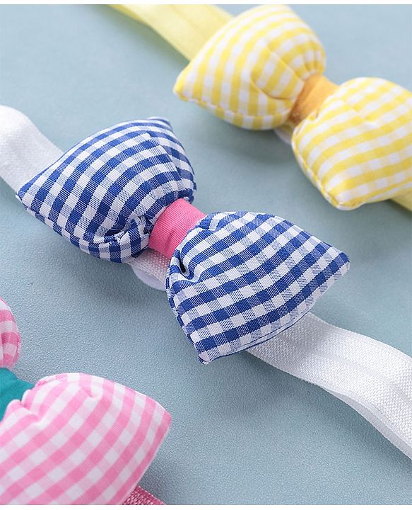 Babyhug Headbands with Bow Applique Free Size Pack of 3 - Yellow Blue & Pink