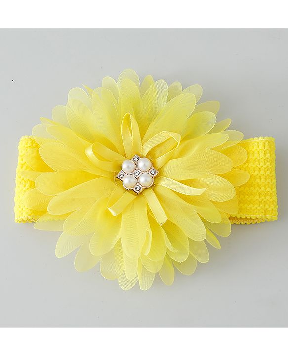 Babyhug Headbands with Flower Applique Free Size Pack of 3 - Yellow & Purple