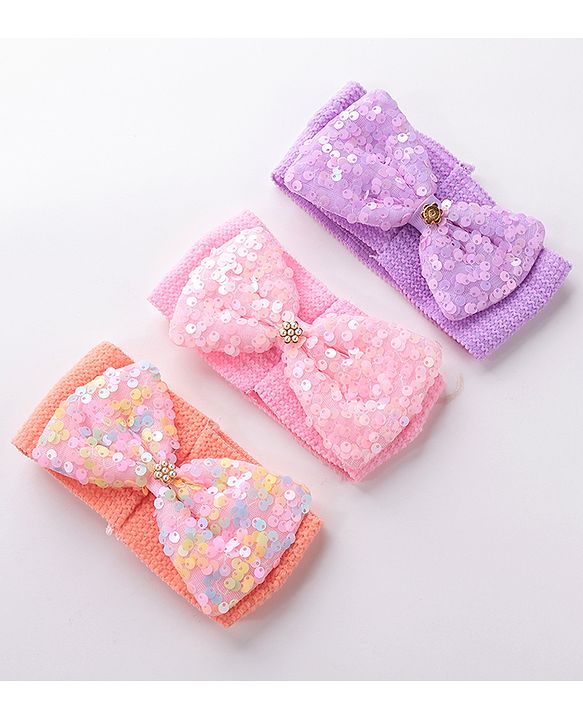 Babyhug Free Size Headbands with Bow Applique Pack of 3 - Multicolour