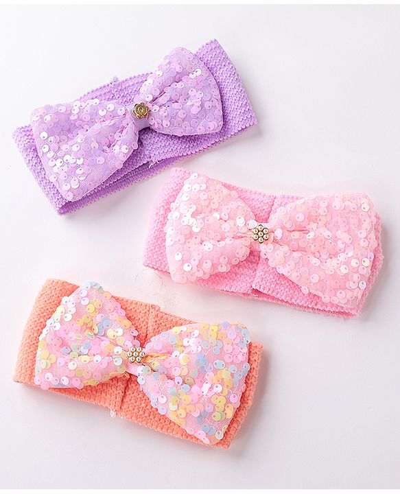 Babyhug Free Size Headbands with Bow Applique Pack of 3 - Multicolour