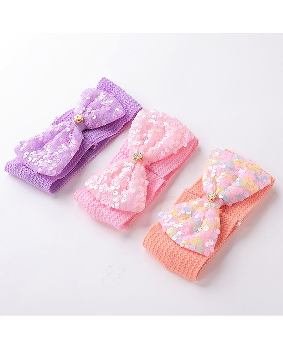 Babyhug Free Size Headbands with Bow Applique Pack of 3 - Multicolour