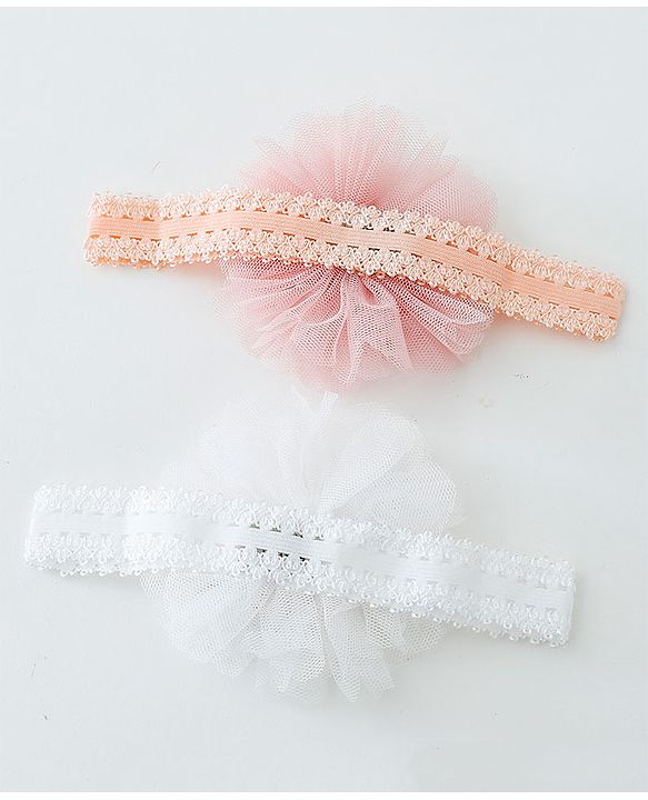 Babyhug Daisy & Crown Bow Applique Headbands Pack Of 2  - Multicolor