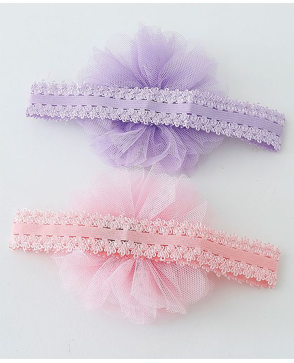 Babyhug Rainbow & Cupcake Bow Applique Headbands Pack Of 2 - Multicolor
