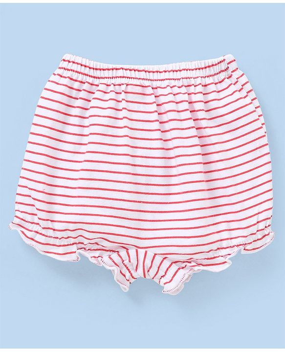 Babyhug Cotton Knit Bloomers Polka Dots & Strawberry Print Pack of 3 - Pink White & Red