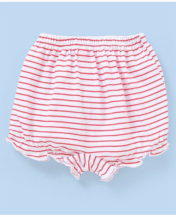 Babyhug Cotton Knit Bloomers Polka Dots & Strawberry Print Pack of 3 - Pink White & Red