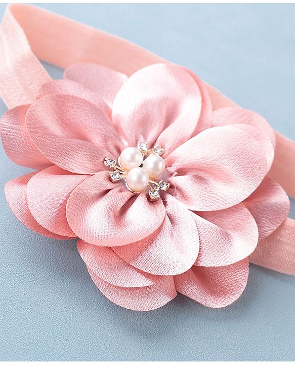 Babyhug Headbands with Flower Applique Free Size Pack of 3 - White Maroon & Pink
