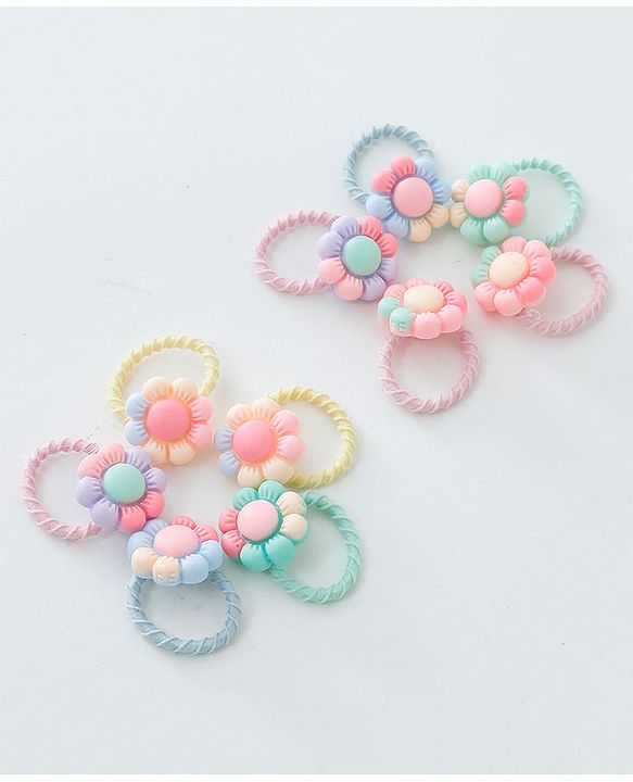 Babyhug Free Size Hair Rubber Bands Floral Design Pack of 10- Multicolor