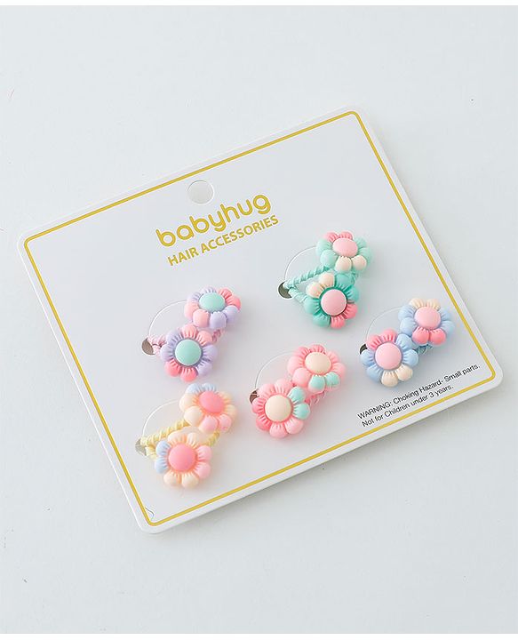 Babyhug Free Size Hair Rubber Bands Floral Design Pack of 10- Multicolor