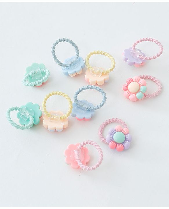 Babyhug Free Size Hair Rubber Bands Floral Design Pack of 10- Multicolor