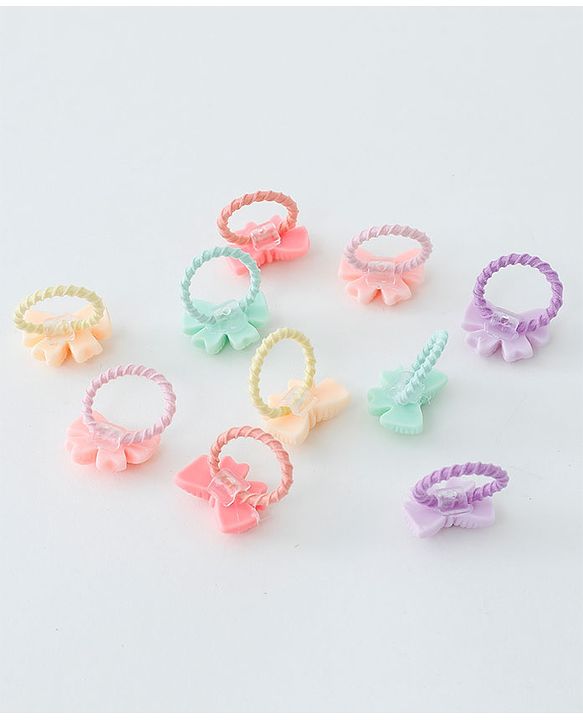 Babyhug Free Size Hair Rubber Bands Bow Design Pack of 10- Multicolor