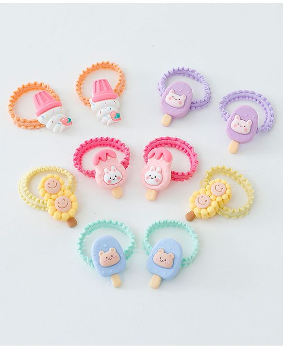 Babyhug Free Size Hair Rubber Bands Ice Cream Design Pack of 10- Multicolor