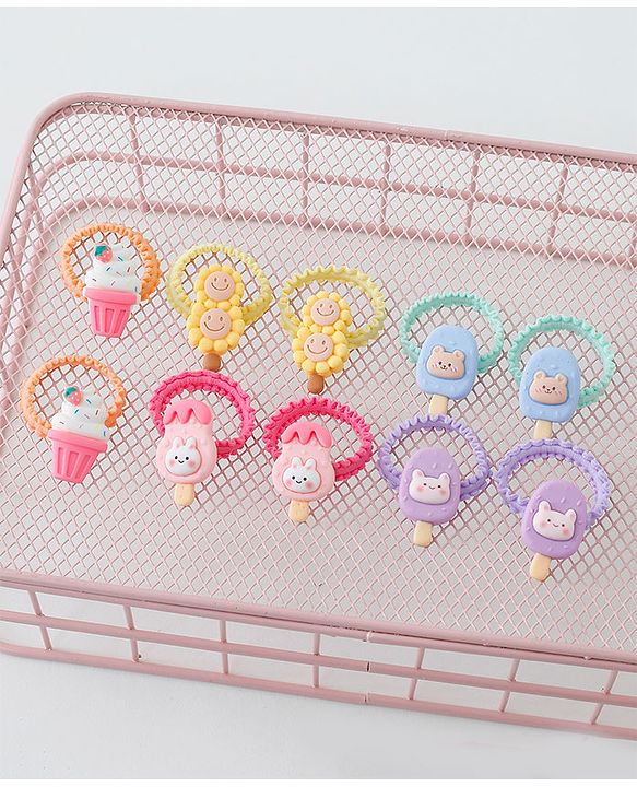 Babyhug Free Size Hair Rubber Bands Ice Cream Design Pack of 10- Multicolor