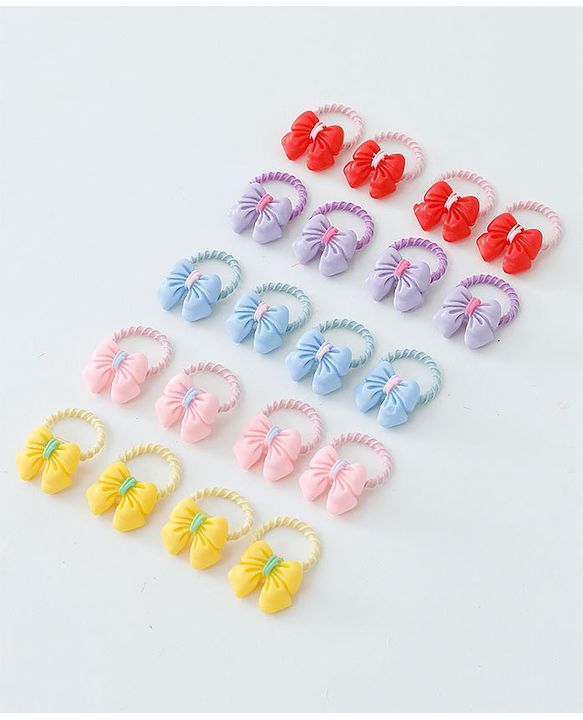 Babyhug Free Size Hair Rubber Bands Bow Design Pack of 20- Multicolor